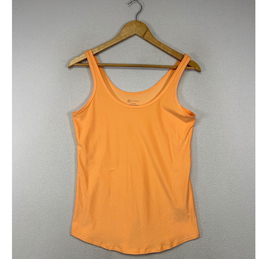 Summer Basic No Boundaries Women L Orange Scoop Neck Stretch Tank Top